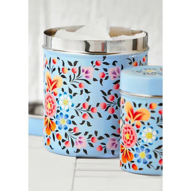 Hand Painted Enamel Tea Canister Small