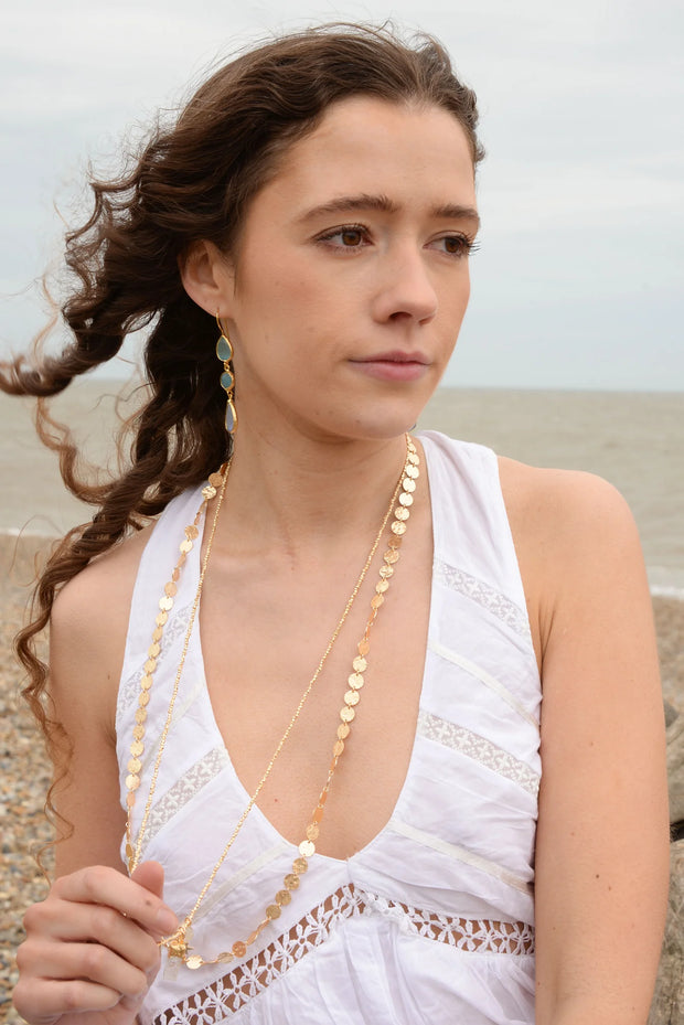 My Doris Long Gold Hammered Disc Necklace