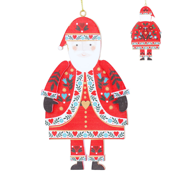 Wood Christmas Tree Decoration - Alpine Santa