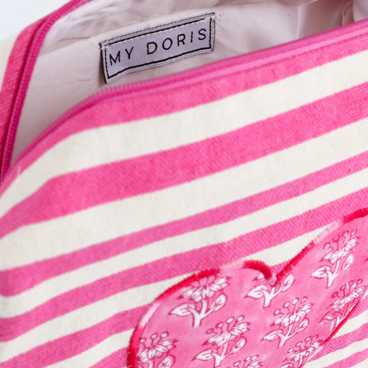 My Doris Stripe Heart Washbag - Pink