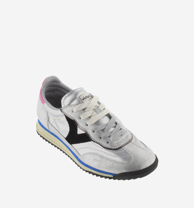 Victoria Saturno Silver Leather Trainers
