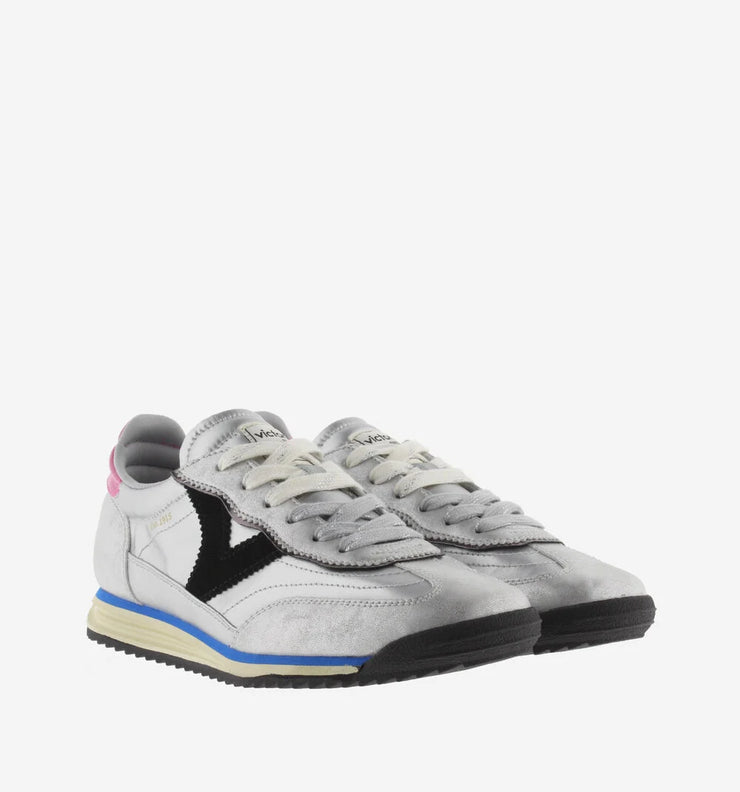 Victoria Saturno Silver Leather Trainers