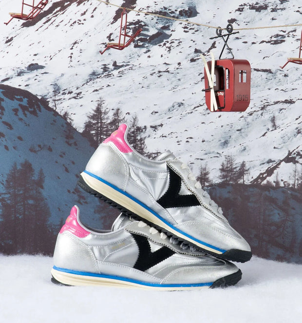 Victoria Saturno Silver Leather Trainers