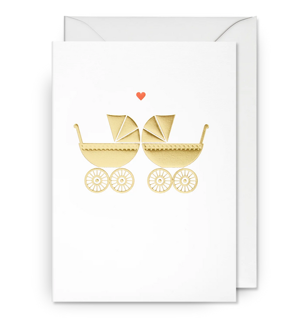 Twins Gold Prams New Baby Card