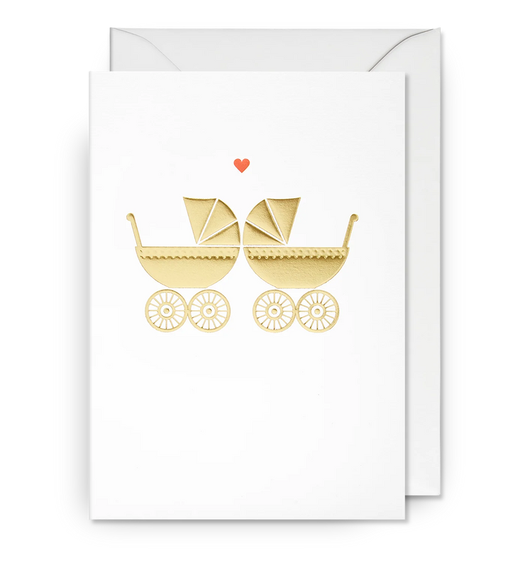 Twins Gold Prams New Baby Card