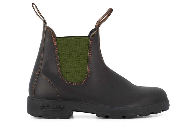 Blundstone Boots - 519 Stout Brown Leather with Olive Elastic