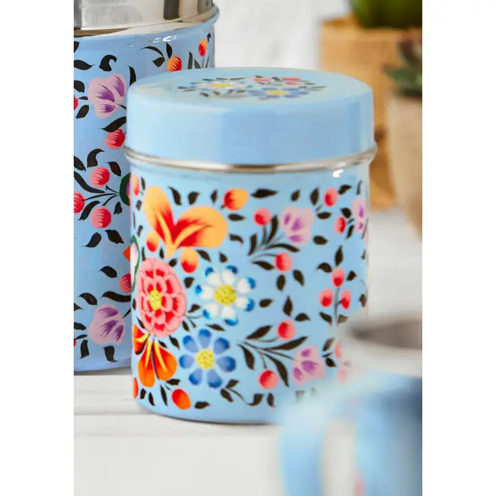 Hand Painted Enamel Tea Canister Small