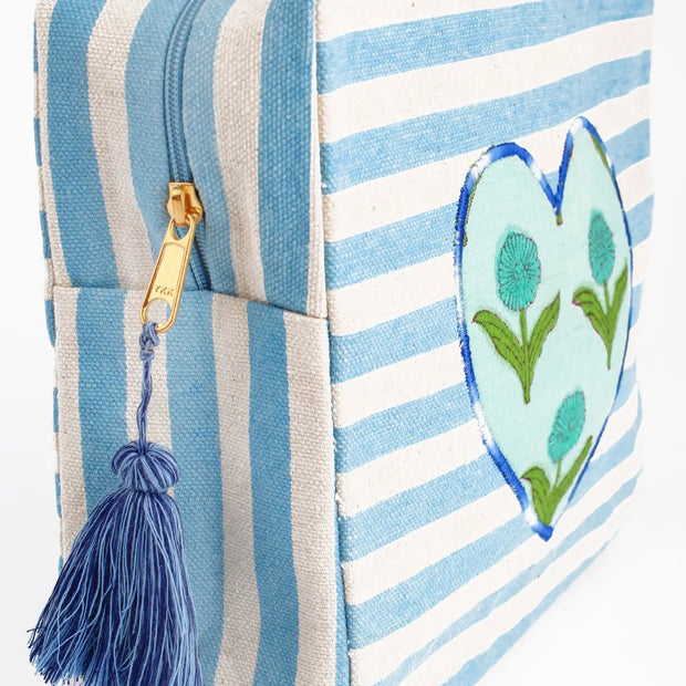 My Doris Stripe Heart Washbag - Blue