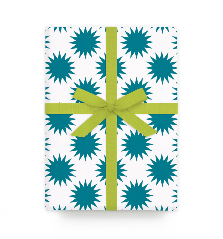 Teal Starburst Wrapping Paper