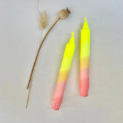 The Singing Rabbit 2 Dinner Candles - Neon Yellow and Sherbert Pink