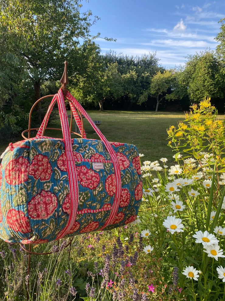 Twizzell Indian Block Print Weekend Bag - Hydranga