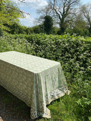 Twizzell Block Print Large Tablecloth - Pistachio