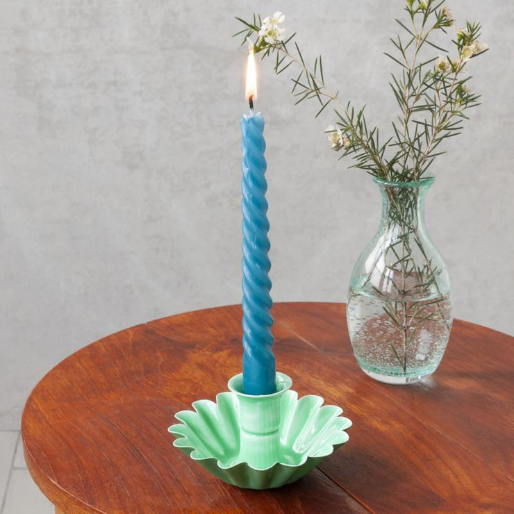 Enamel Cupped Flower Candle Holders