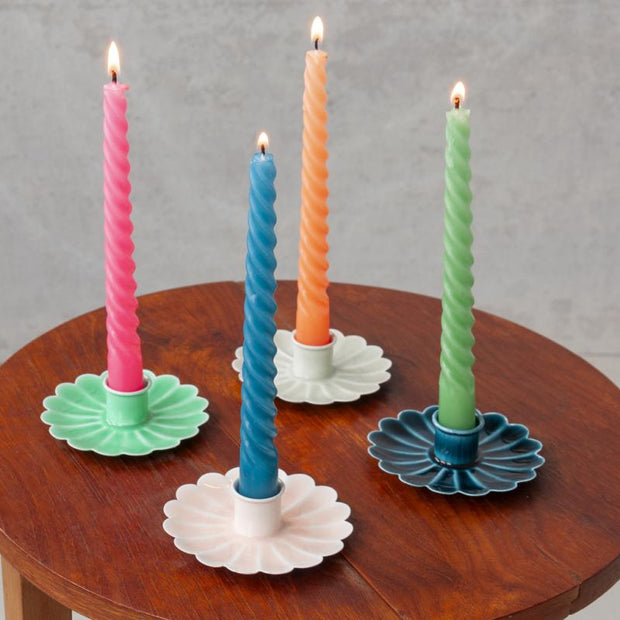 Enamel Flat Flower Candle Holders