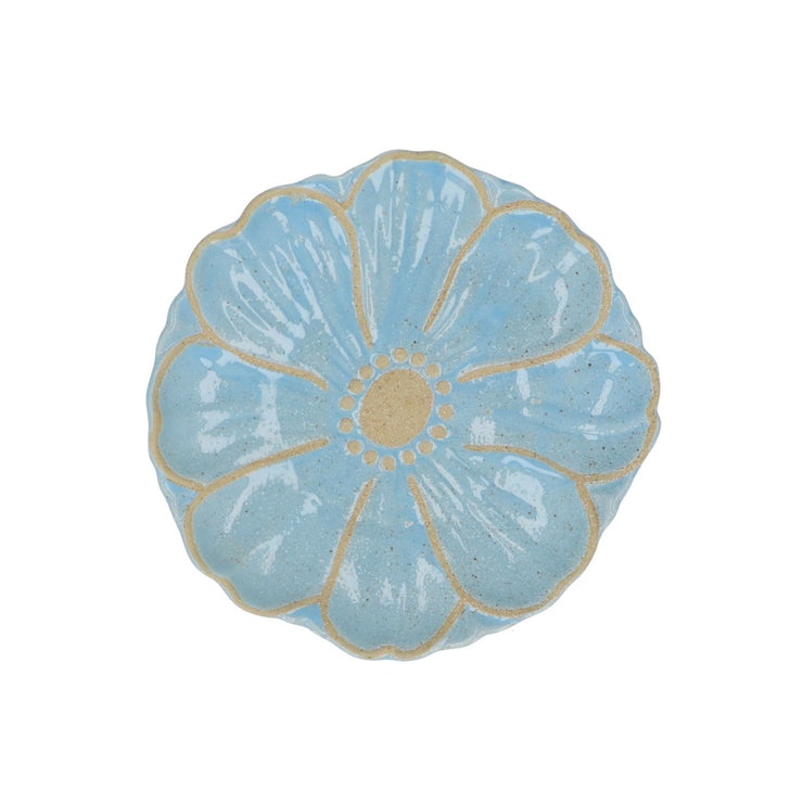 Stoneware Flower Plate - Pale Blue