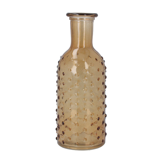 Dimple Glass Bottle Vase - Light Amber