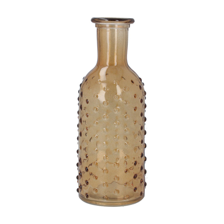 Dimple Glass Bottle Vase - Light Amber