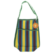 Recycled Woven Bag - Brown, Teal & Yellow