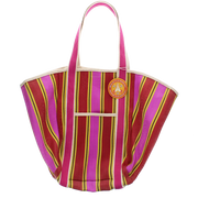 Recycled Woven Tote Bag - Pink, Red, Yellow