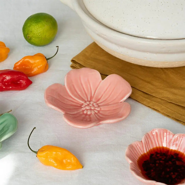 Ceramic Flower Dish in Pink