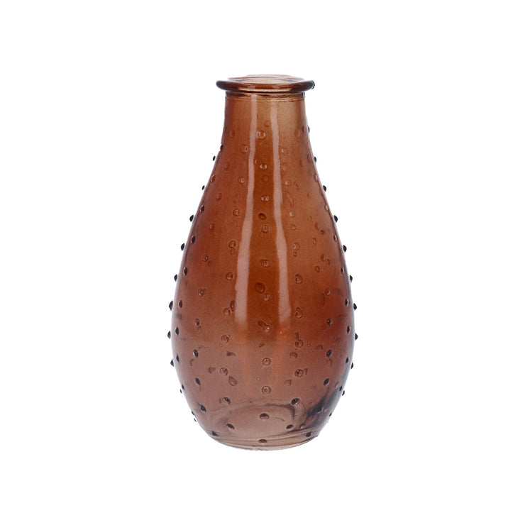 Dimple Glass Pear Bud Vase - Dark Amber