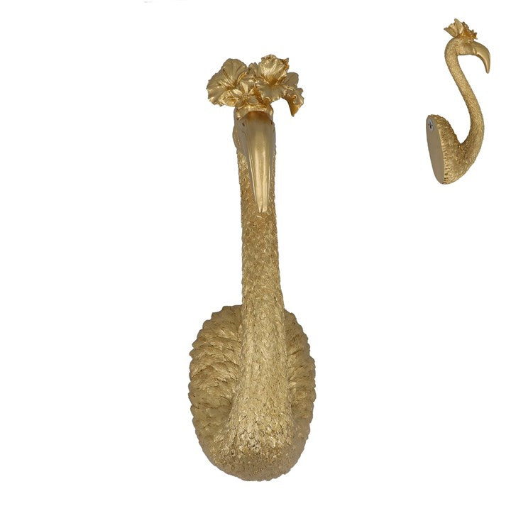 Resin Wall Plaque - Gold Flamingo