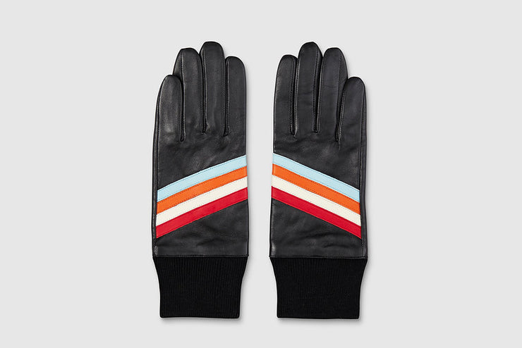 Mabel Sheppard Leather Gloves - Retro Stripe