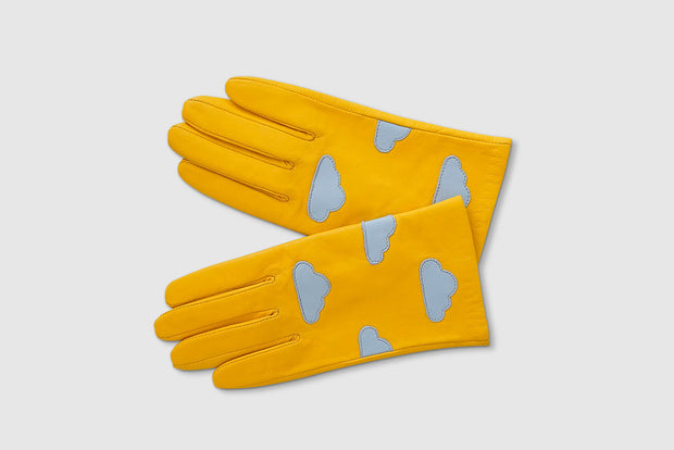 Mabel Sheppard Leather Gloves - Yellow Clouds