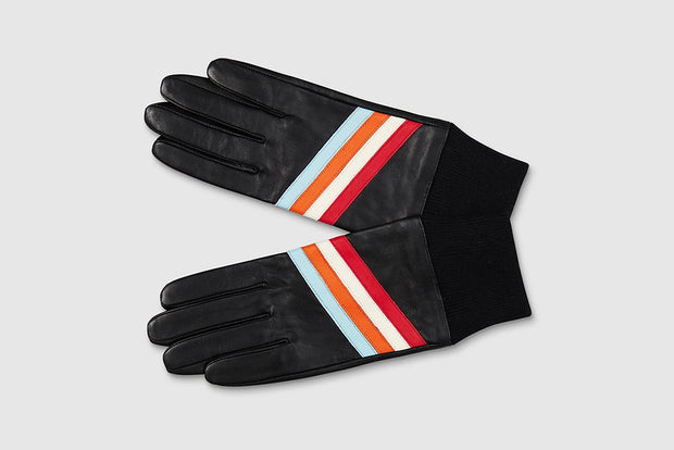 Mabel Sheppard Leather Gloves - Retro Stripe