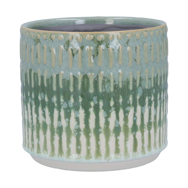 Green Reactive Glaze Stoneware Pot Cover - Large