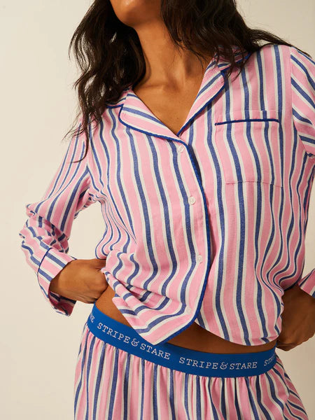 Stripe & Stare Long Sleeve Pyjama Top - Lazy Sunday