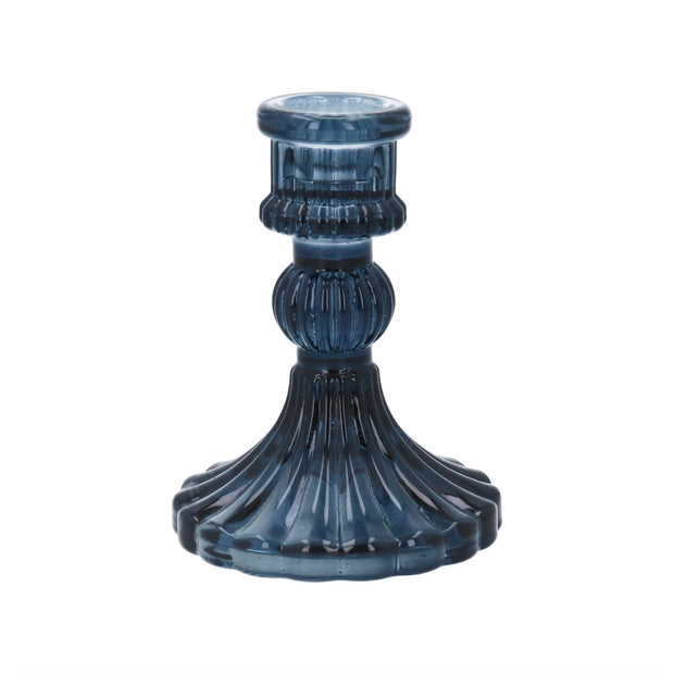 Glass Classic Candlestick - Navy