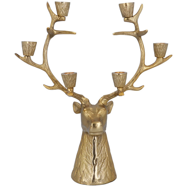 Resin Gold Candelabra - Stag Head