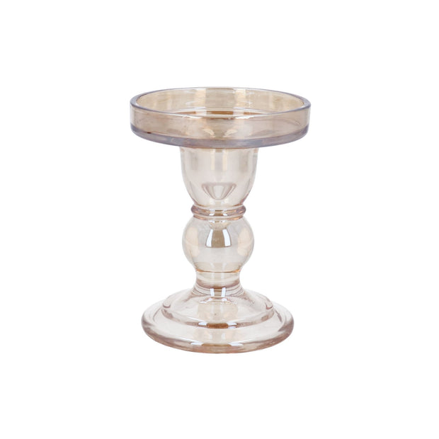 Glass Dual Candlestick - Gold Lustre