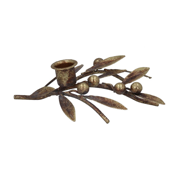 Antique Gold Sprig & Berries Candlestick