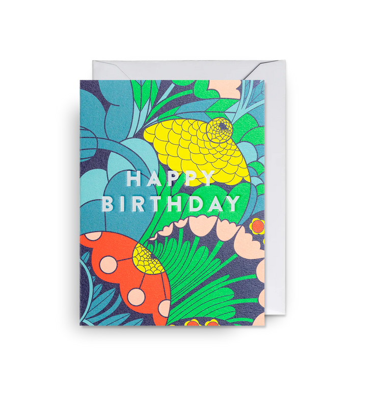 Mini Retro Floral Birthday Card