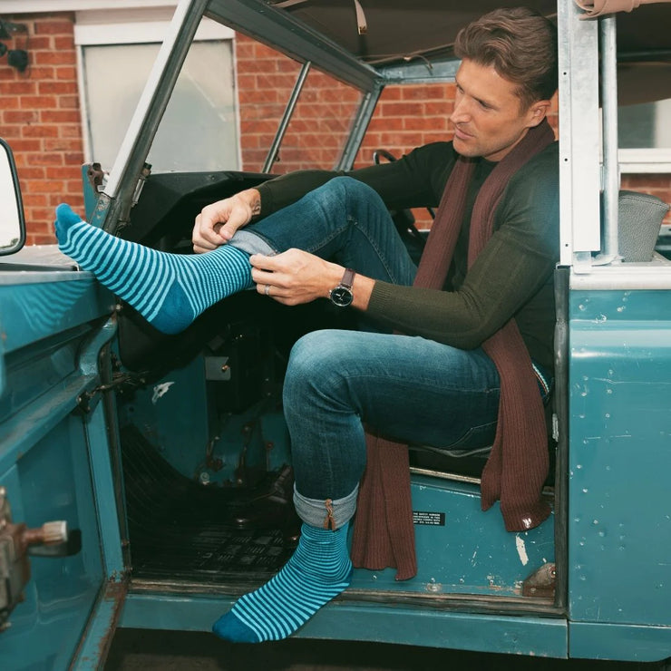 Swole Panda Men's Narrow Striped Bamboo Socks - Size 7-11