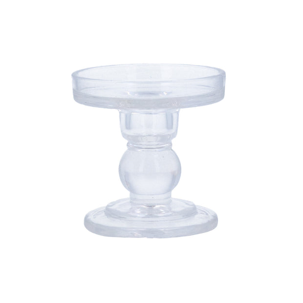 Clear Ball Glass Candlesticks - 2 Sizes
