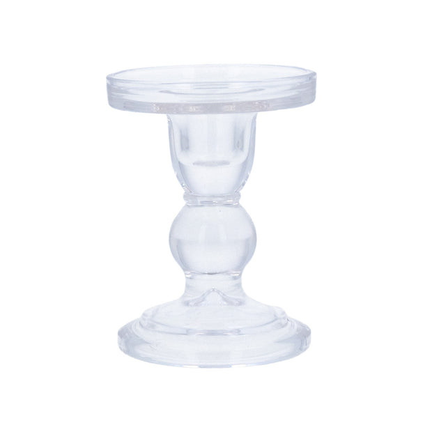 Clear Ball Glass Candlesticks - 2 Sizes