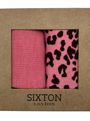 Sixton London Pink Barcelona & Leopard Sock Duo