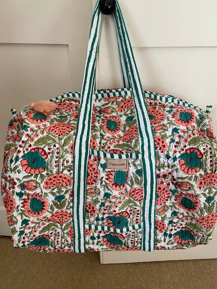 Twizzell Indian Block Print Weekend Bag - Apricot