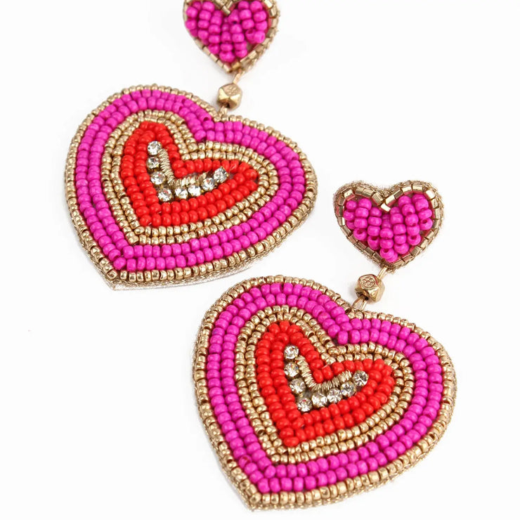 My Doris Heart Drop Earrings - Pink Ripple