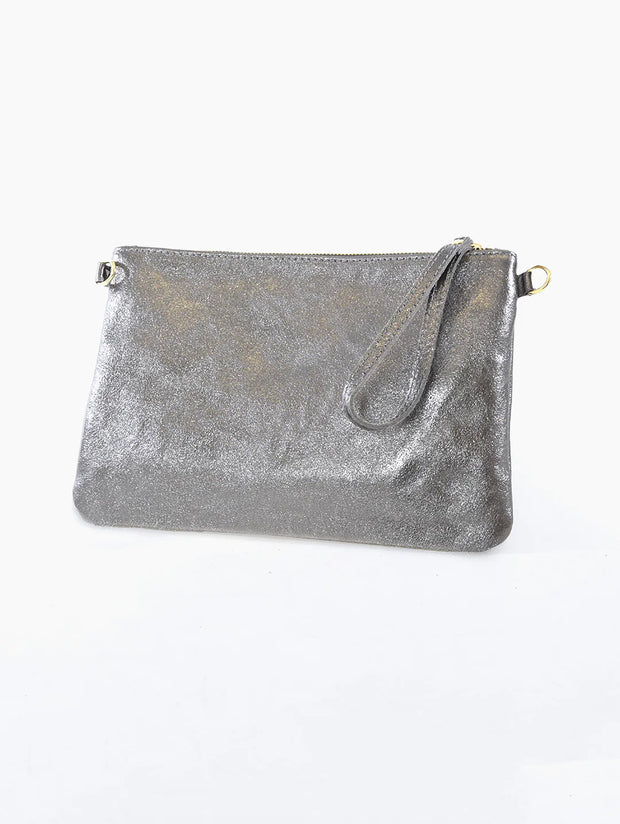 Cody Leather Metallic Clutch