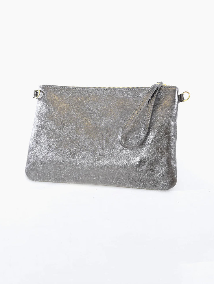 Cody Leather Metallic Clutch