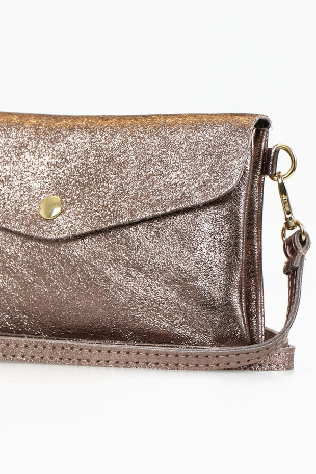 Italian Leather Clutch Champagne