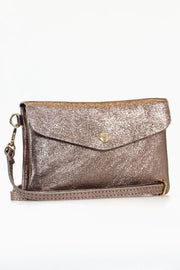 Italian Leather Clutch Champagne