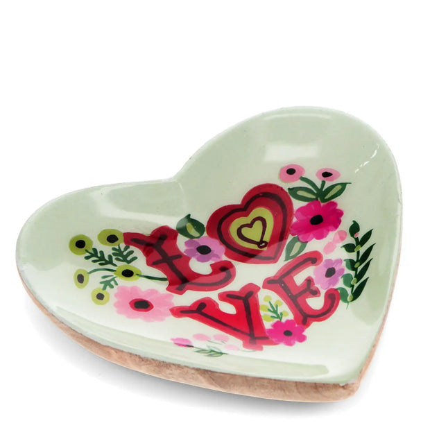 Wooden Heart Trinket Dish - Love