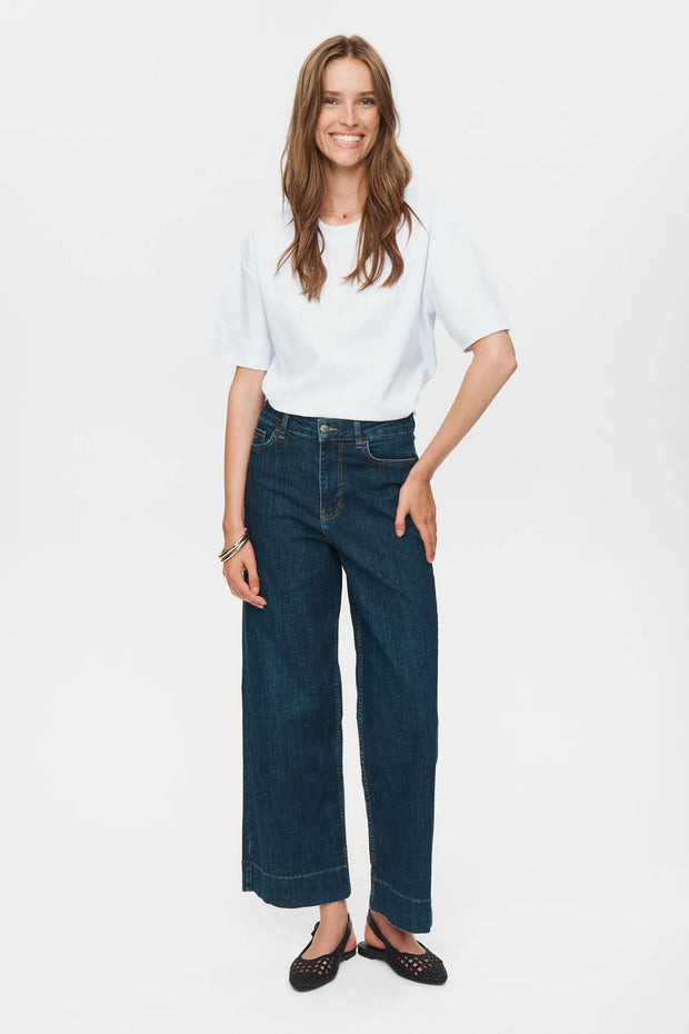 Numph Nuparis Cropped Jeans - Dark Blue Denim