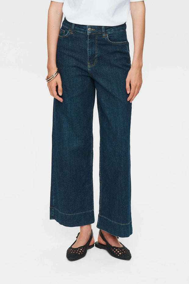 Numph Nuparis Cropped Jeans - Dark Blue Denim