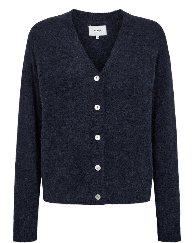 Numph Nuriette V Neck Dark Blue Cardigan